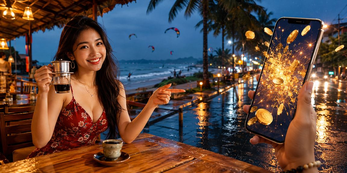 Người chơi kiểm tra tài khoản và bảo mật trên điện thoại tại Mũi Né